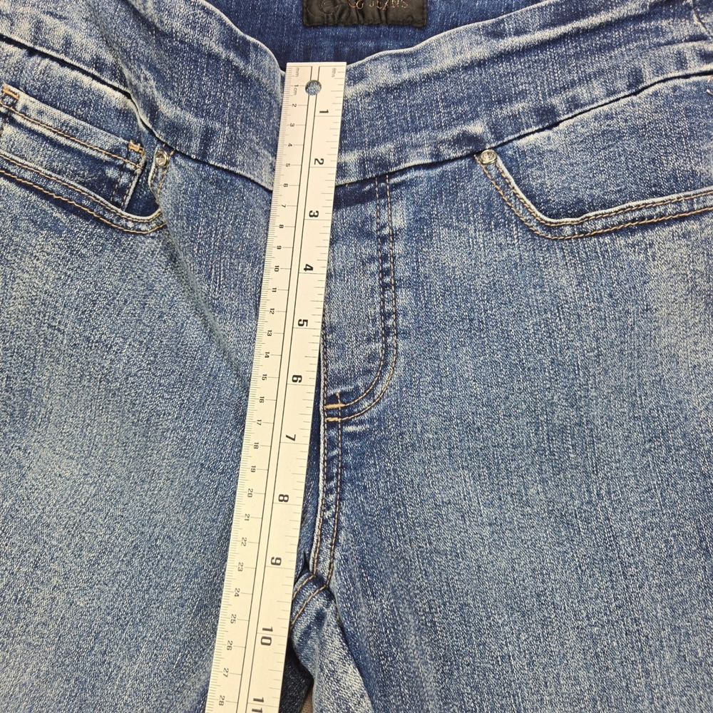 GG Jeans Ankle Pants Floral Embroidered Sequin Light Wash Blue Women Size 8 - Picture 15 of 15